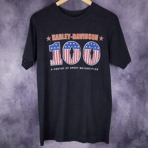 Vintage Y2K Harley Davidson Orlando Florida motorcycle biker faded black shirt